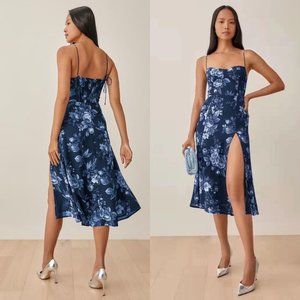Reformation Blue Floral Dress